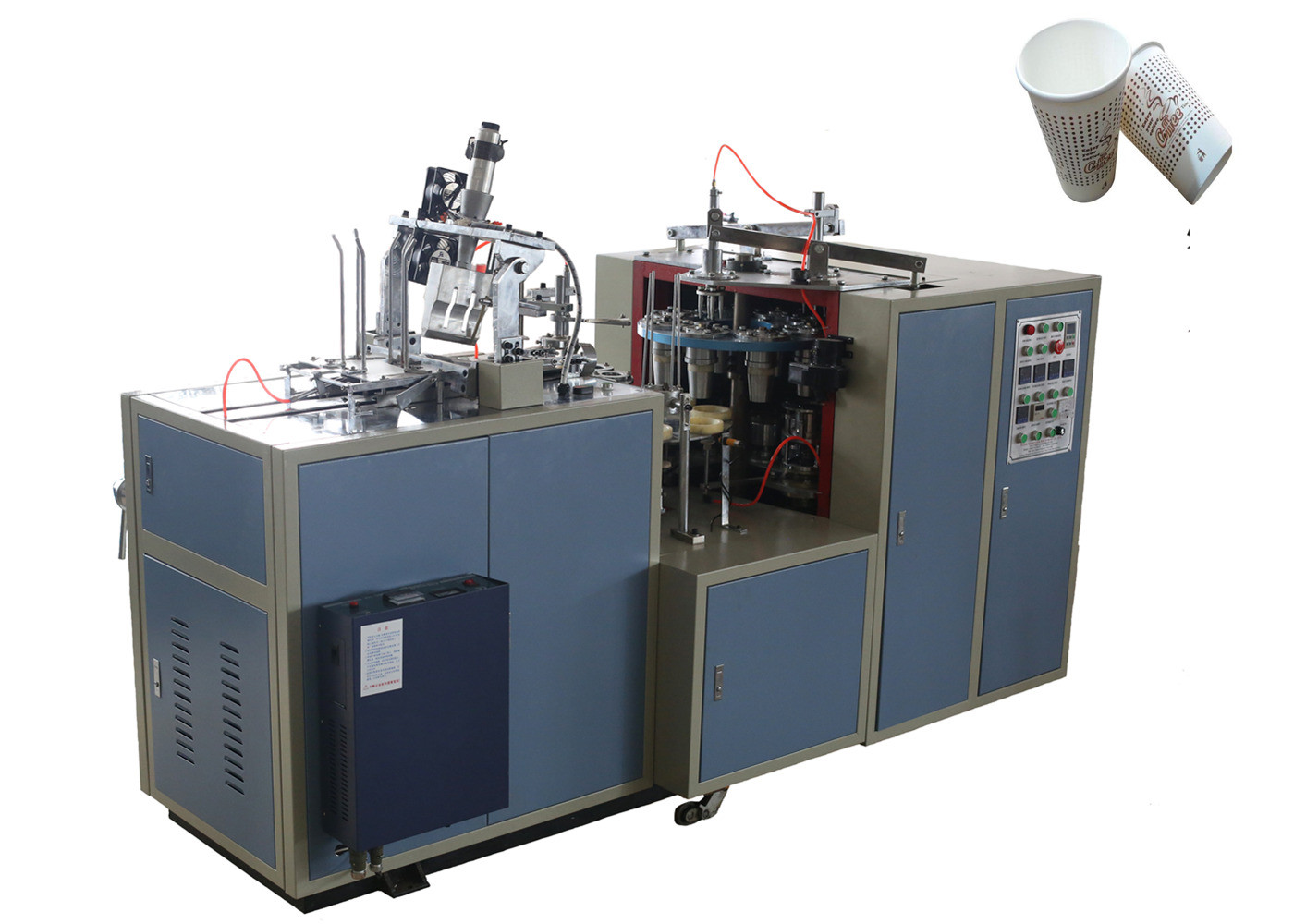 50HZ High Performance Paper Cup Machines 220V 380V With Blue Door / White Frame