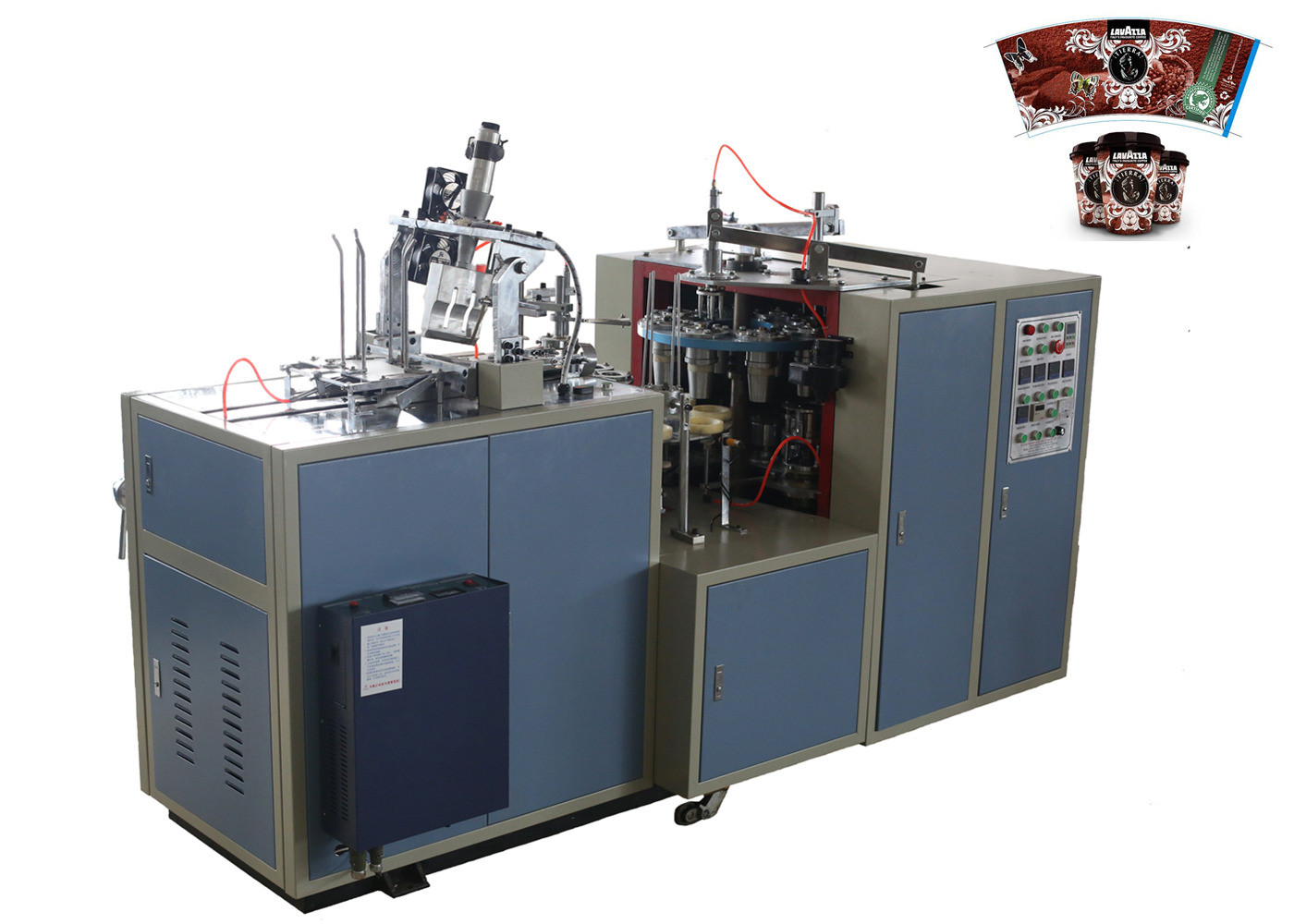 160 - 500 GSM Double PE Coated Paper Cup Forming Machine With Three Gear Wheel