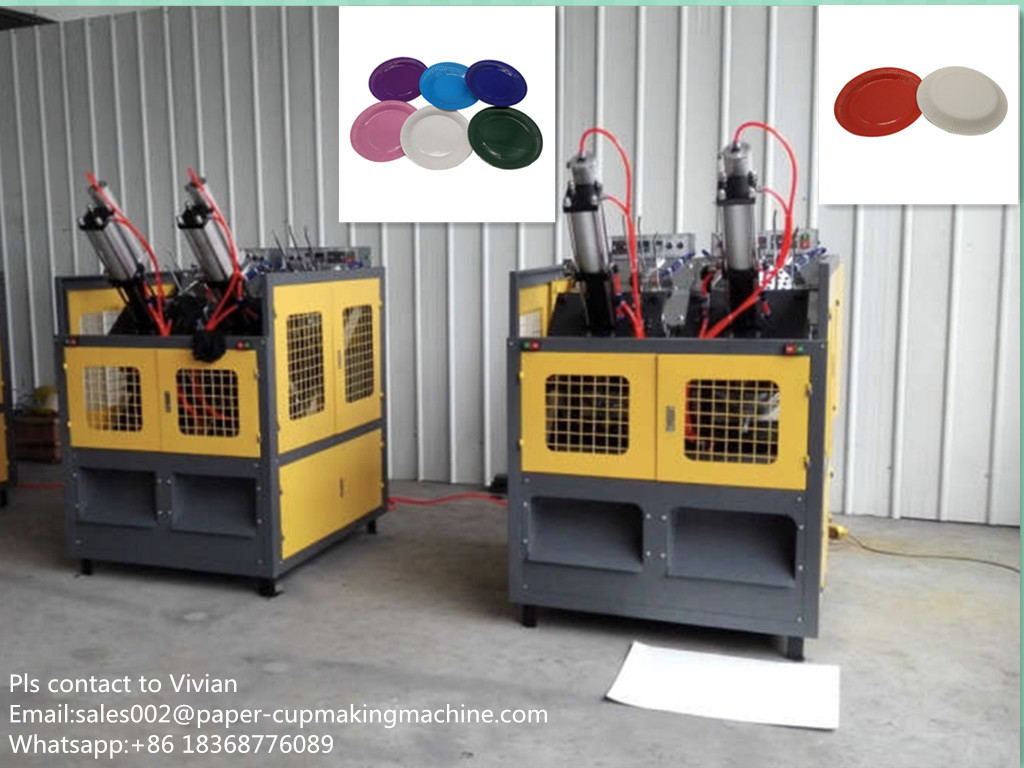 Two Stations Paper Plate Forming Machine , Paper Plates Making Machine